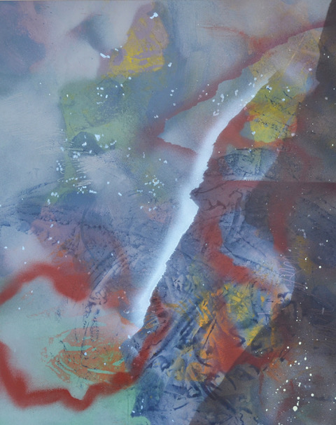 zigzag 2025, tempera sur toile, 92 x 73 cm